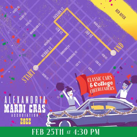 Classic Cars & College Cheerleaders and Children's Parade route map