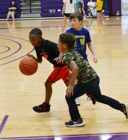 Participants play ball at LSUA Youth Basketball Skills Camp