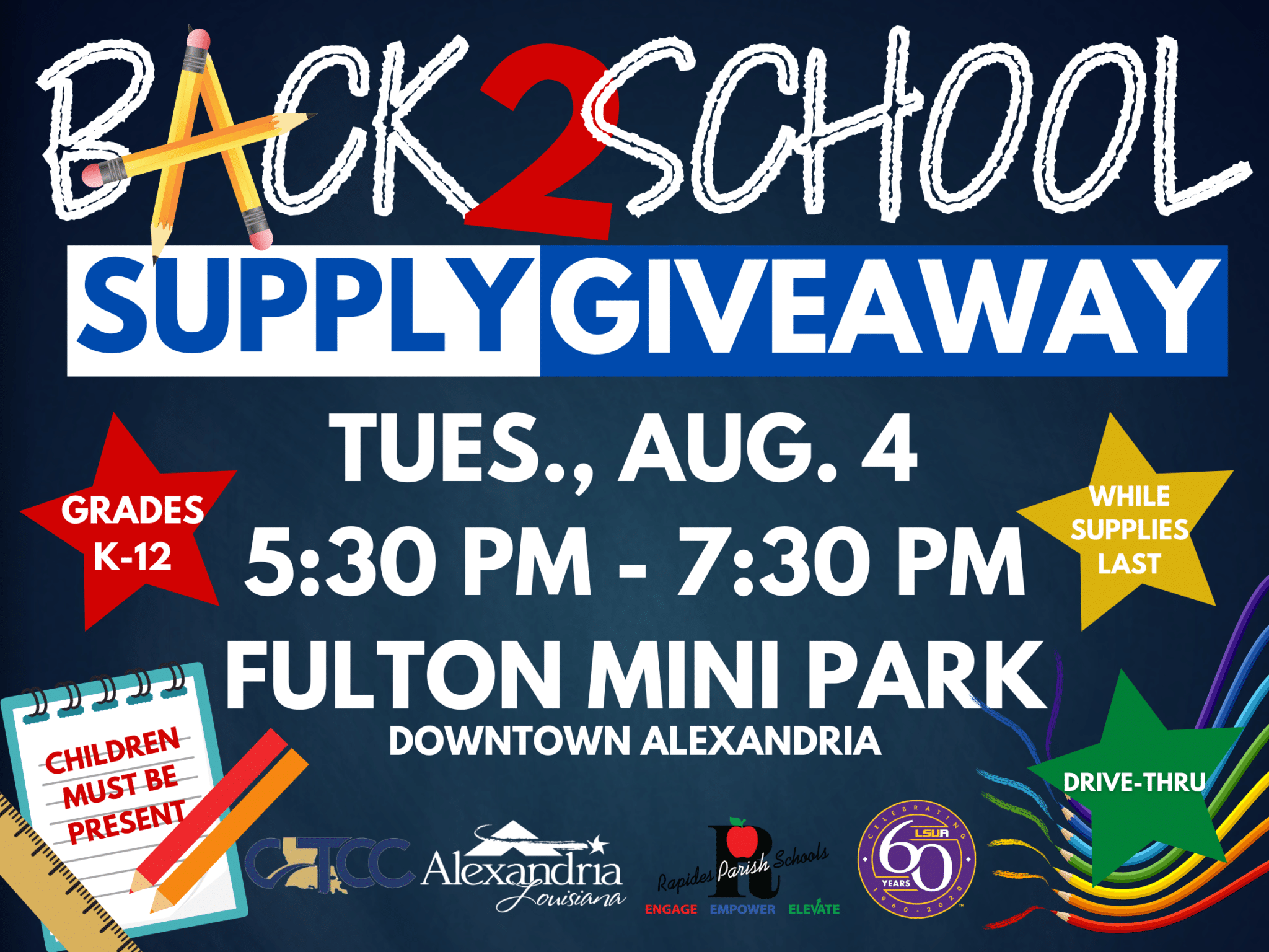 Back 2 School Supply Giveaway - City of Alexandria, Louisiana